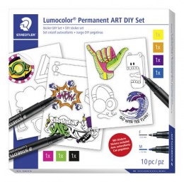 Kreatív alkoholos marker készlet, STAEDTLER "Lumocolor® 31 ART DIY", ajándék matricákkal